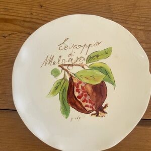 Fall decor plate, perfect for simple nibbles,Made in Italy, fruit design ,9”.